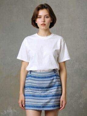 Gap Women’s Ethnic Mini Skirt in Blue & White . Size 6. SKU 509